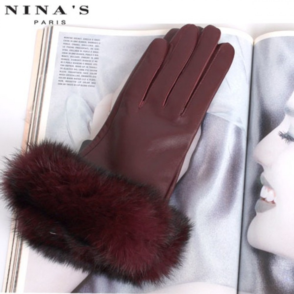 (Ninas Paris) スマートフォンタッチ_フォックスファーレザーグローブ (9SS260)