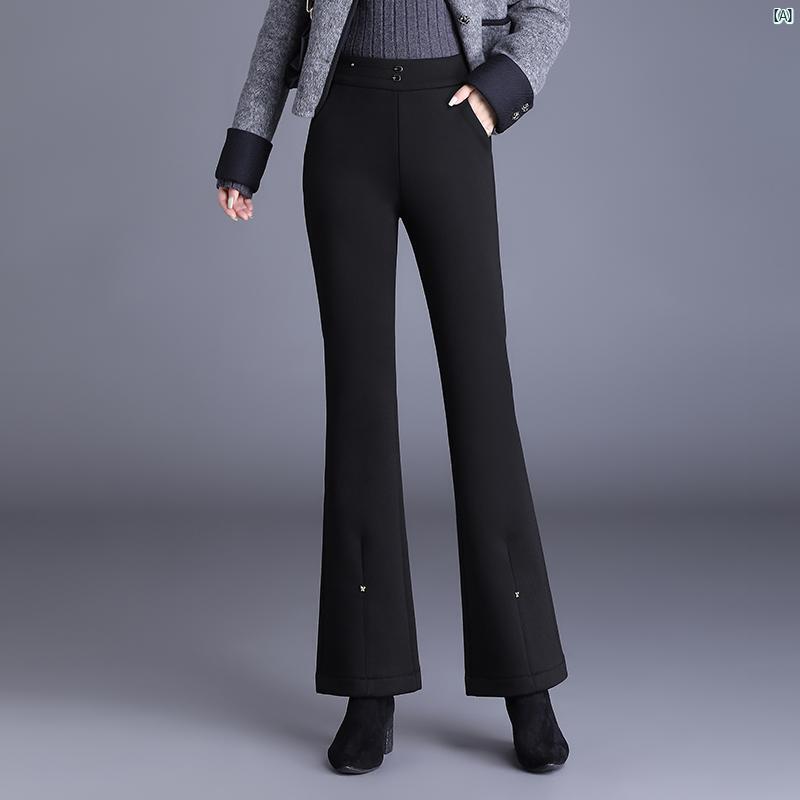 ベルベット 厚手 マイクロフレア パンツ レディース 秋冬 スリムフィット 9 分割 ストレッチ 大きいサイズ カジュアル ロング