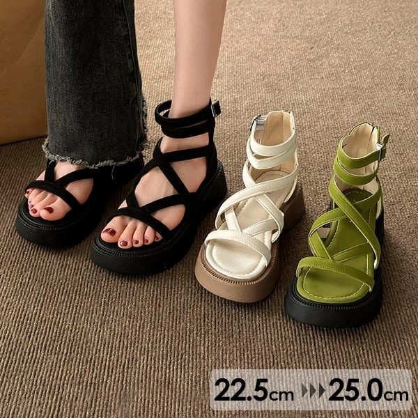 厚底サンダル ストライプ ぺたんこサンダル ぺたんこ ぺったんこ 締め上げタイプ お洒落なサンダル 厚底 サンダル 歩きやすい レディース かかとあり 夏 ベルト 靴 女性 大人 美脚 シューズ シン