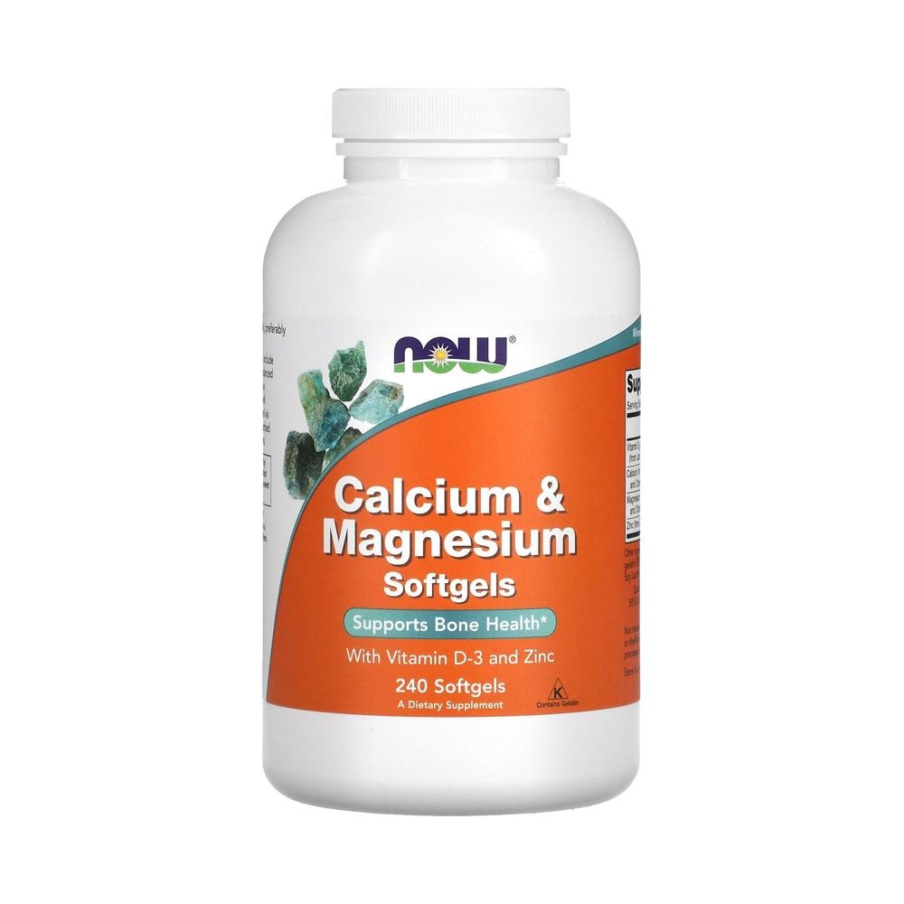NOW Foods ビタミンD-3と亜鉛を含むカルシウムとマグネシウム 240ソフトジェル