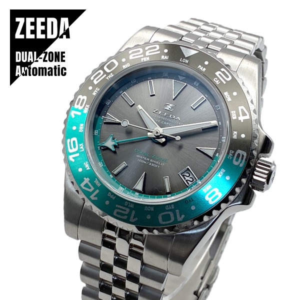 【即納】 ZEEDA DUAL-ZONE ジーダ デュアルゾーン 自動巻き 40mm サファイアガラス DU-SV 腕時計 メンズ