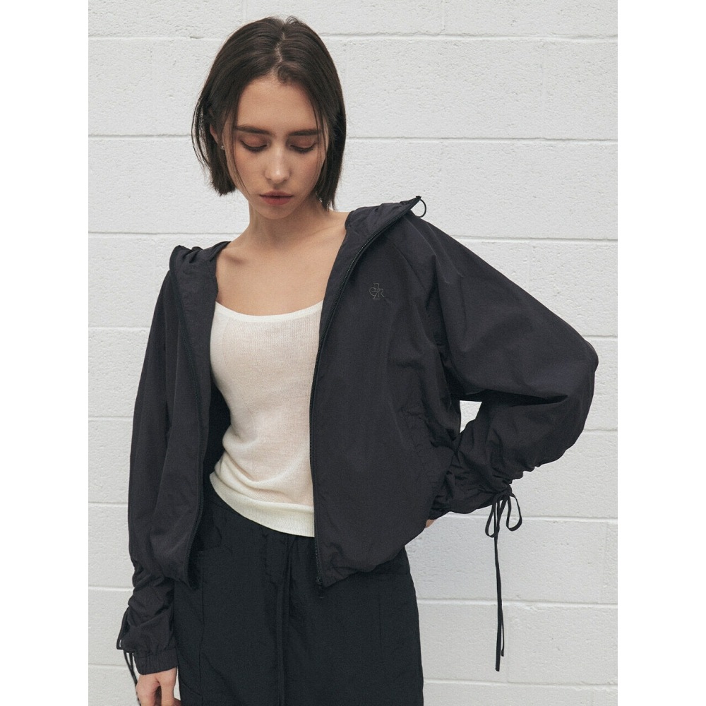 CITYBREEZE スリーブシャーリングフード付きジャンパーダークグレー