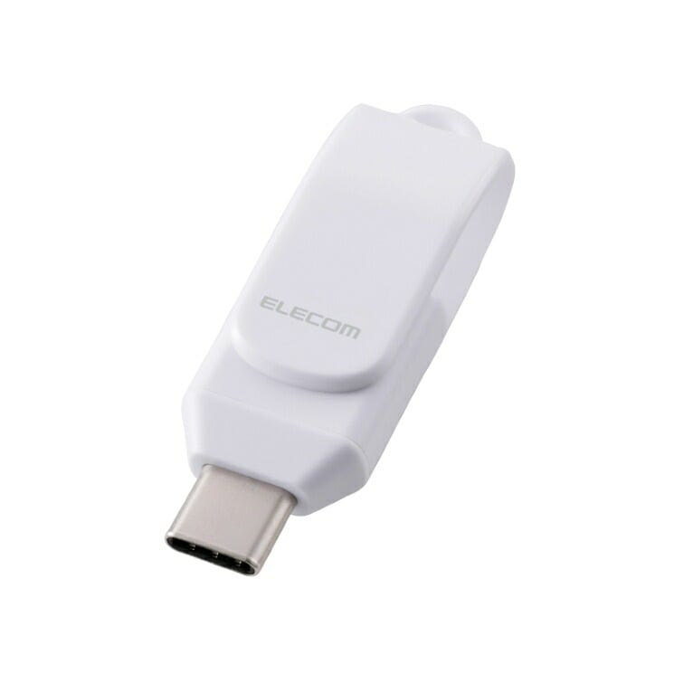 エレコム USBメモリ 256GB USB Type-C 高速転送 iPhone/iPad/Android/PC対応 回転式コネクタ ストラップホール付 セキュリティ対応 ホワイト MF-CEU325