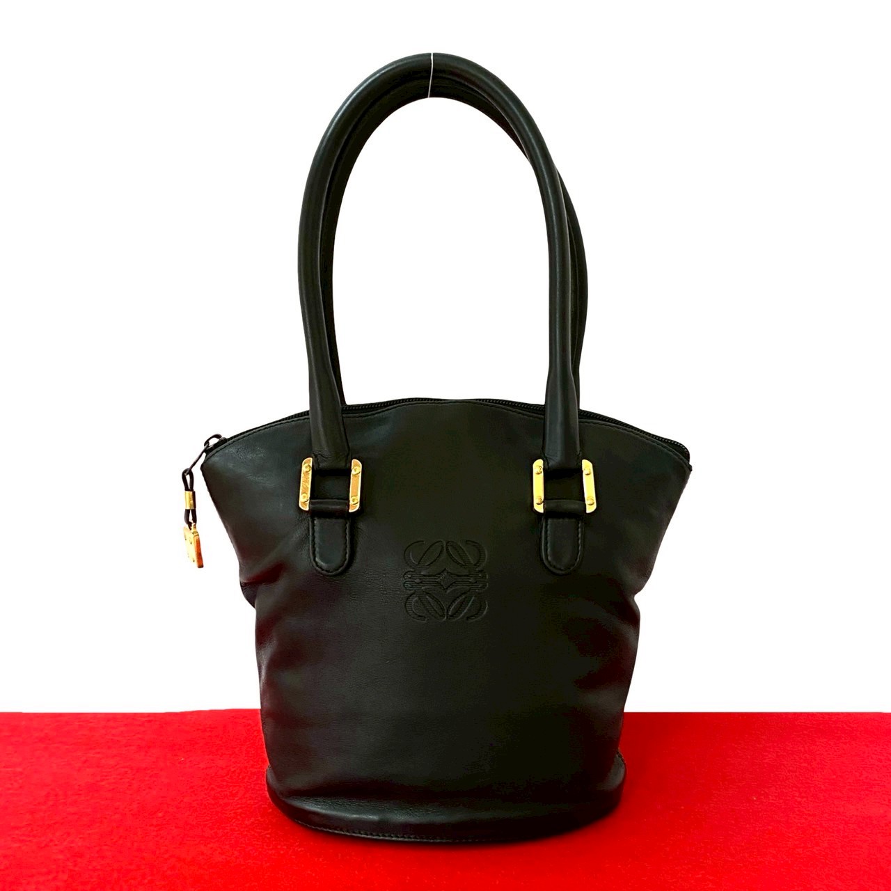 ヴィンテージ アナグラムハンドバッグ レザー ブラック 43938