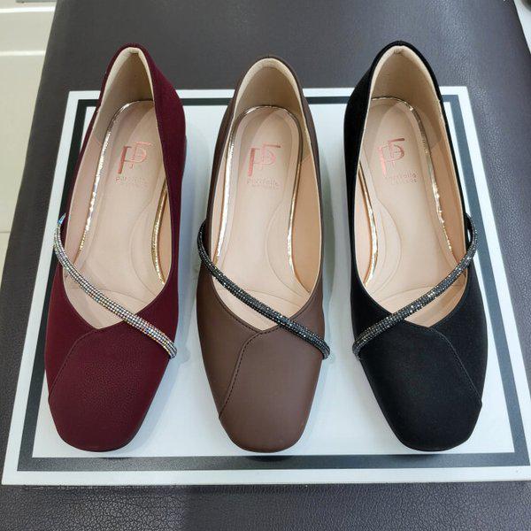 女性3cm生地素材 紐飾り チューリップ模様 楽な履き心地のパンプス PFEFHP58 (幸福百貨店)()