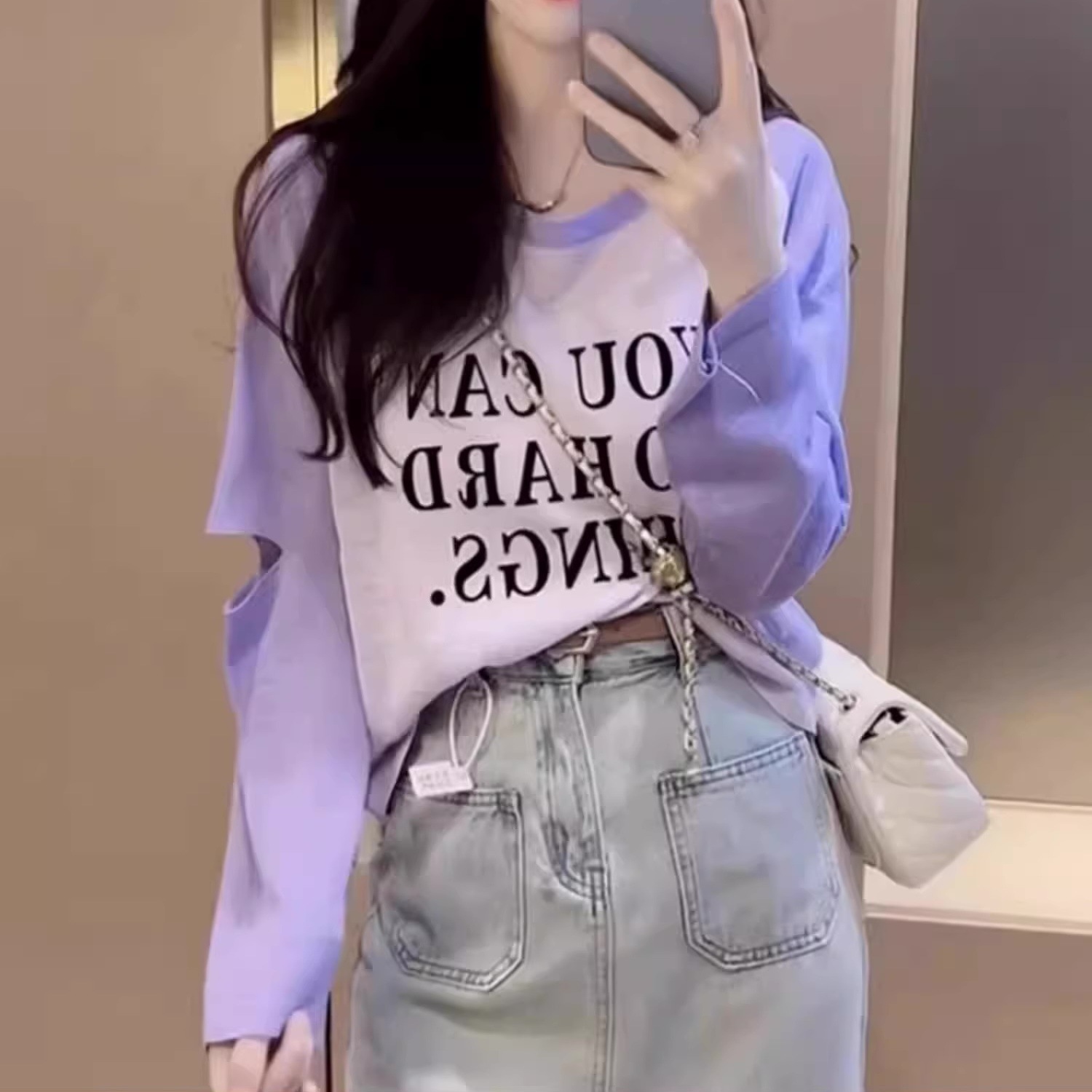 レディース トップス プルオーバー 長袖 ラウンドネック ワイド ストレート Iライン スリット 薄手 かわいい 大人可愛い カジュアル おしゃれ かっこいい こなれ感 ラフ ルーズ 個性的 抜け感