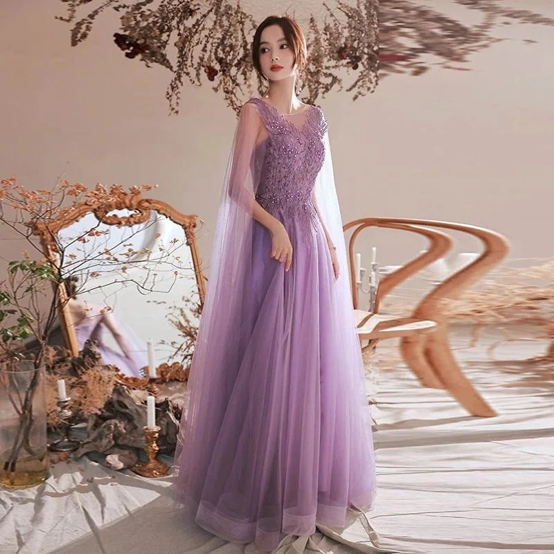 女性のためのドレス 2025 宴会気質ロングハイエンド学生美術試験紫色のドレス 5,829円