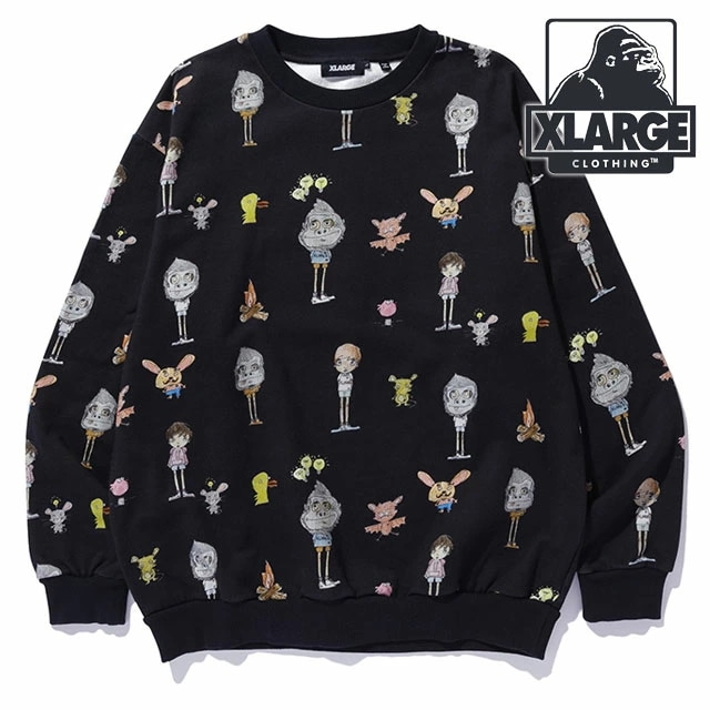 オールオーバープリント クルーネック スウェットシャツ [101244012007] ALLOVER PRINT CREWNECK SWEATSHIRT メンズ トップス トレーナー BLACK