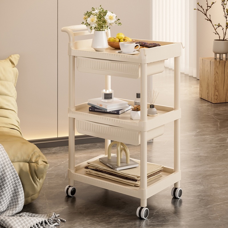 ホームカートストレージラックハンドプッシュツールカートケアタンカー家庭用寝室のベビー用品ストレージrack