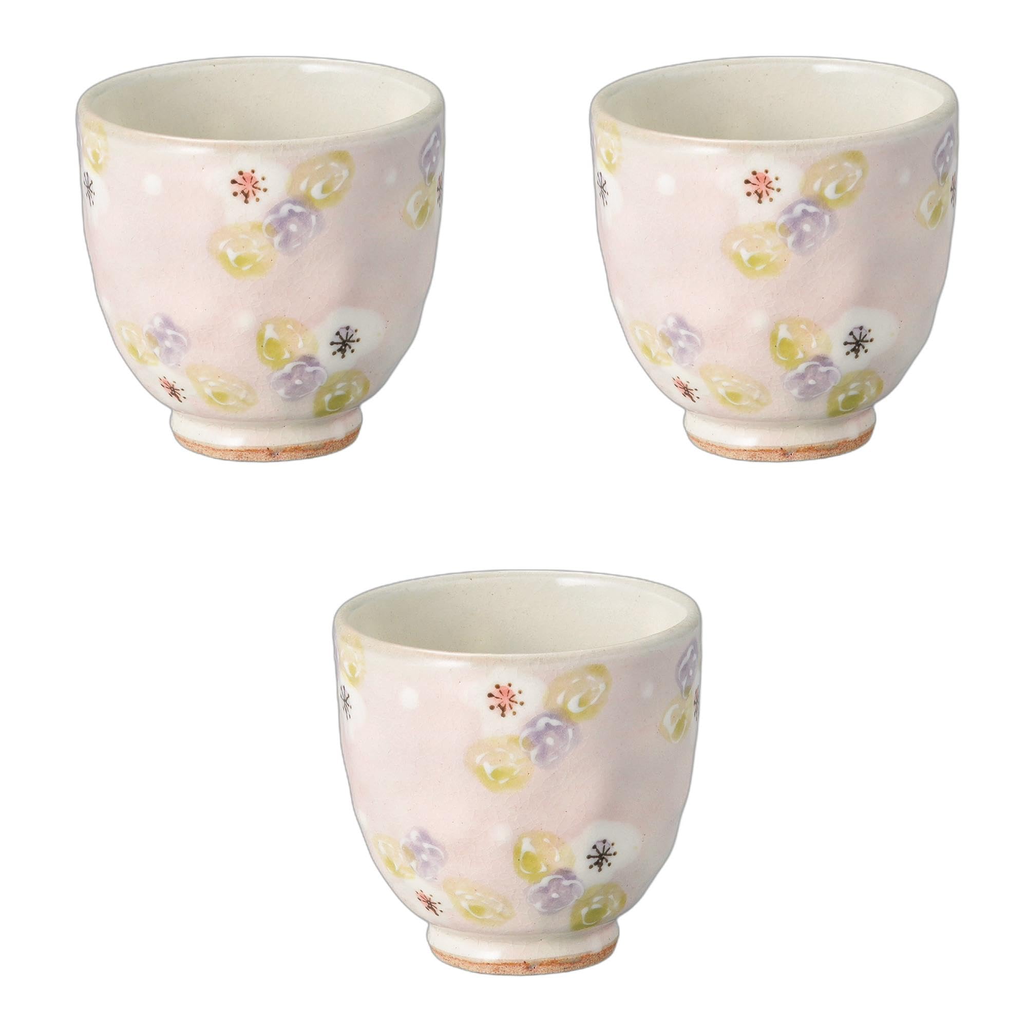 セトモノホンポ(Setomonohonpo) 3個セット 花友禅ピンク湯呑（小） [ 7.8×7.2cm ] 湯呑陶磁器