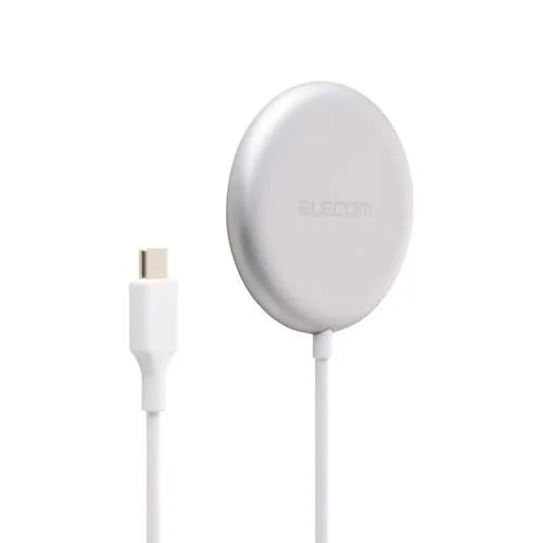 エレコム W-MA11SV ワイヤレス充電器 Qi2 25W マグネット式 ズレにくい USB-Cケーブル一体1.5m シルバー