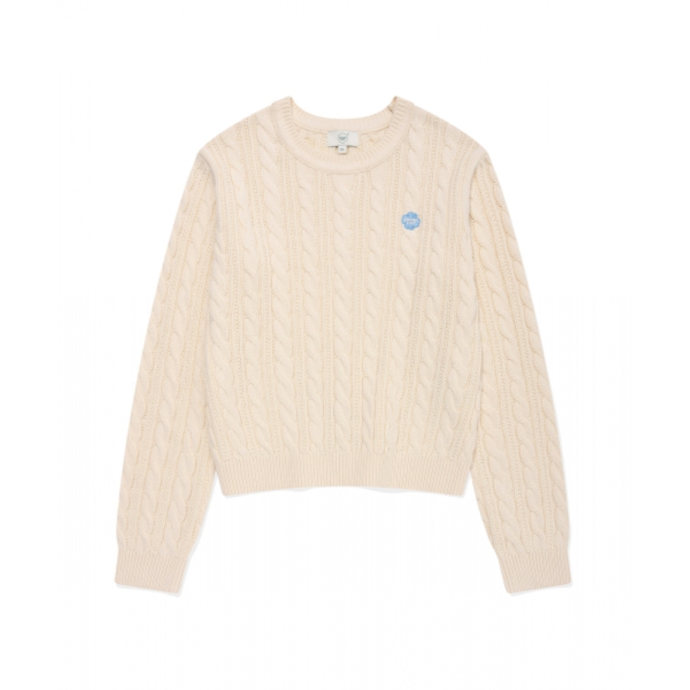 COVERNAT 女性女性クローバーハートケーブルニットアイボリー