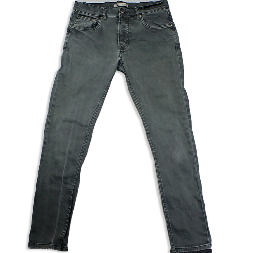 【中古】ZARA ボタンフライ デニム スキニーパンツ[b33-56］