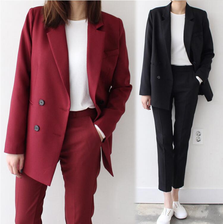 レディース 上下セット パンツスーツ 上品 フォマール カジュアル 無地 長袖 ダブルブレスト OL女性 事務服 通勤 就活 オフィス ビジネス セレモニー お呼ばれ 結婚式 卒業式 二次会 20代3