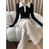 Qoo10] Hermes スカーフ切替プルオーバーニットシャツ ポ