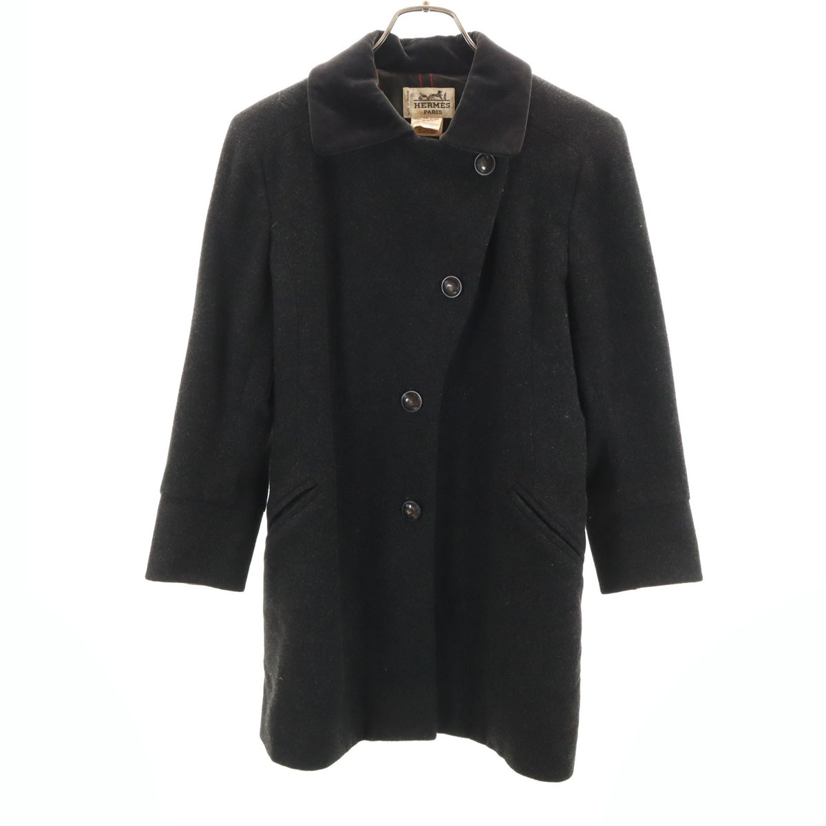 美品 フランス製 ウールコート 38 グレー レディース 古着