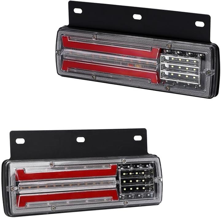 LED テールランプ 12V 24V 兼用 汎用品 トラック 軽トラ 左右2個セット 丸型/角型対応 シーケンシャル ウインカー 高輝度 (クリア／レッド)