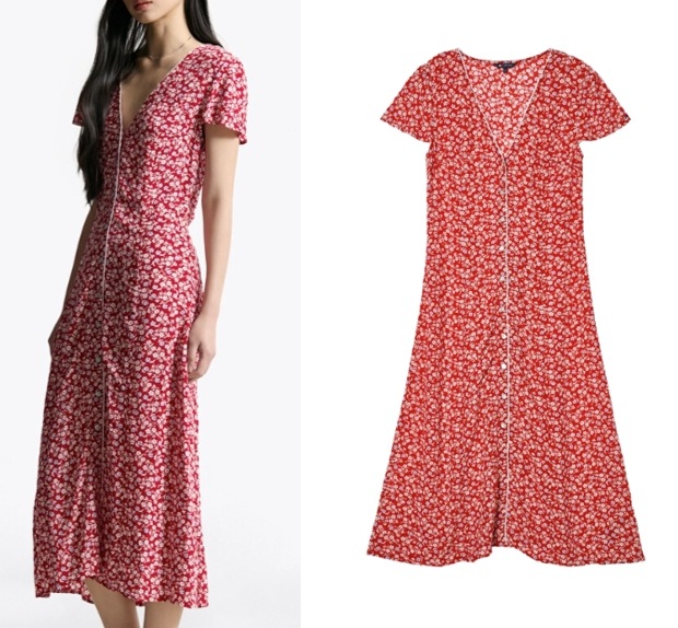 Floral Button Belt Dress ( T32F6WOP11TWT1OKP)