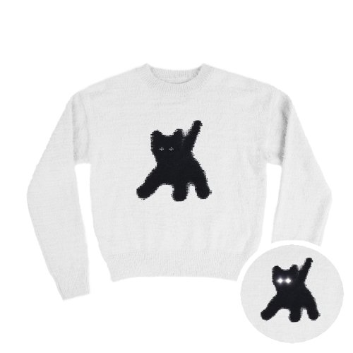 【AEAE】 Flashed Cats Angora Knit -[WHITE] 正規品