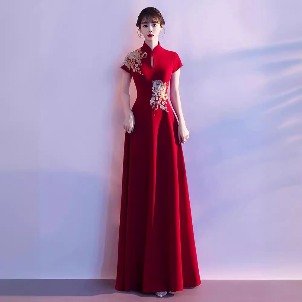 大合唱団パフォーマンス服ロングスカートホスト学生合唱団民謡指揮者服新しい中国風のチャイナドレスイブニングドレス 4,746円