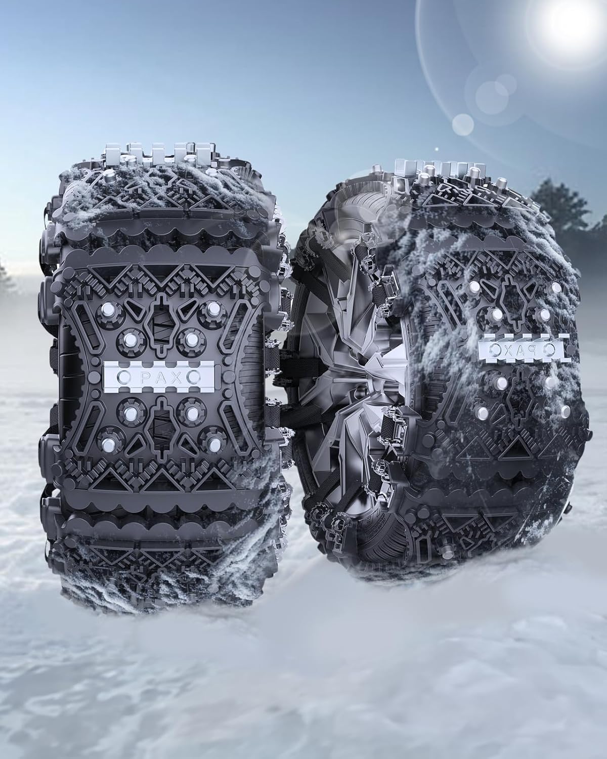 タイヤチェーン 非金属 乗用車用 ゴム製 GT-7対応 (165-275mm) 傷つけない・防滑・静音 簡単装着 緊急用 冬季必需品 収納袋付き L-6個