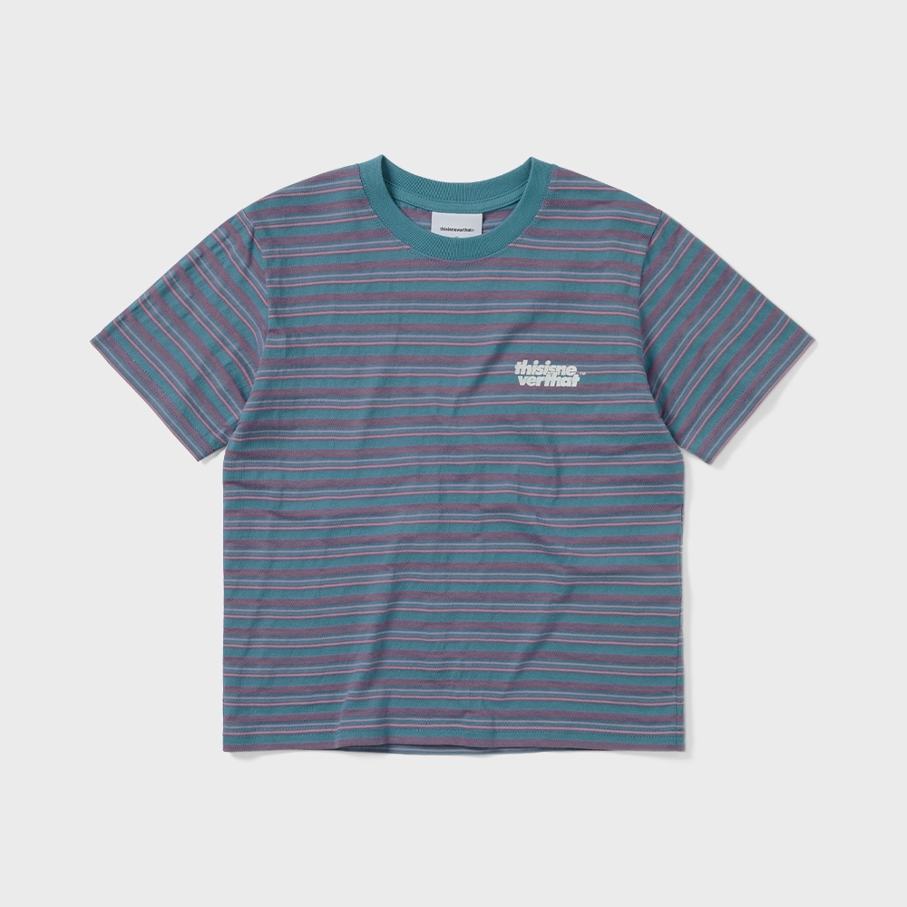 ディスイーズネバーザット ストライプ W Tシャツ ライトブルー
