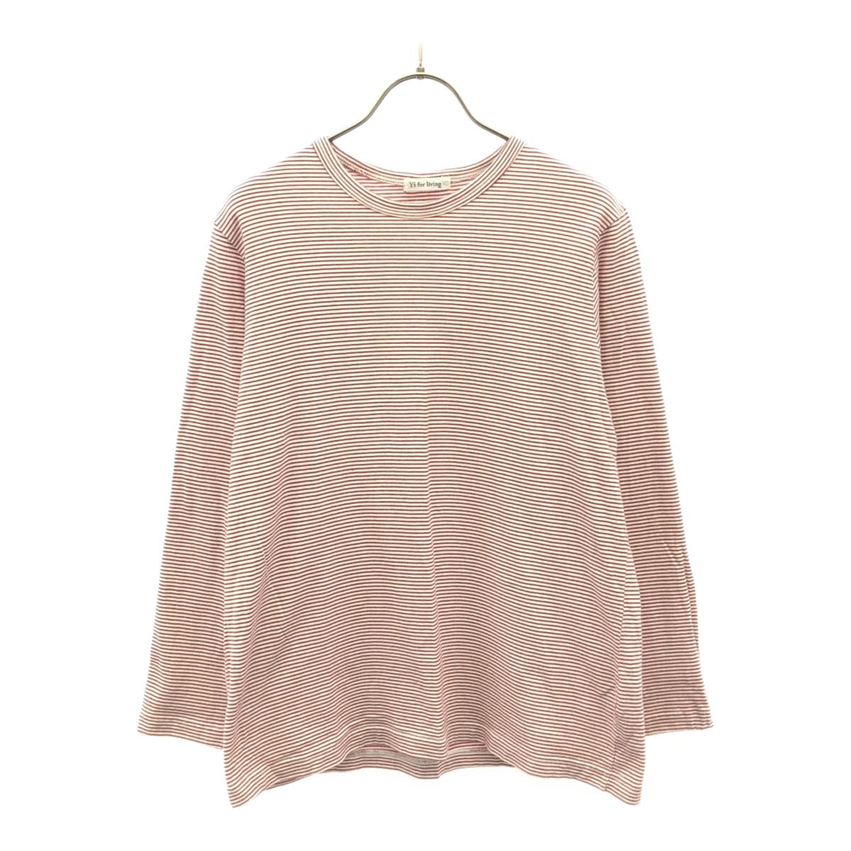 Ys for living ワイズフォーリビング 90s 日本製 ボーダー 長袖 クルーネック カットソー レッド×ホワイト ホームウェア ロンT レディース 古着 5,746円