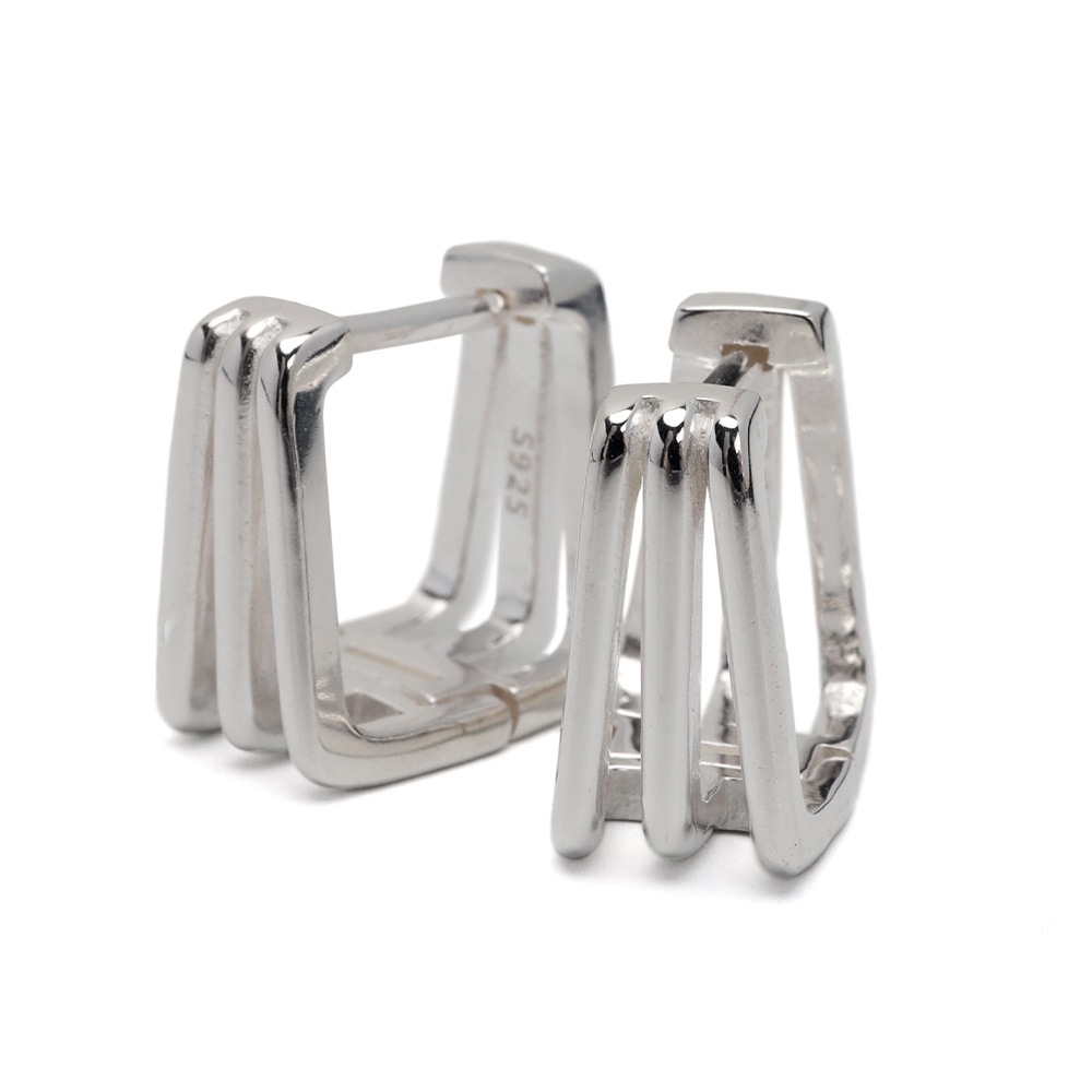 シルバー925 ラインスクエアピアス [ce336]