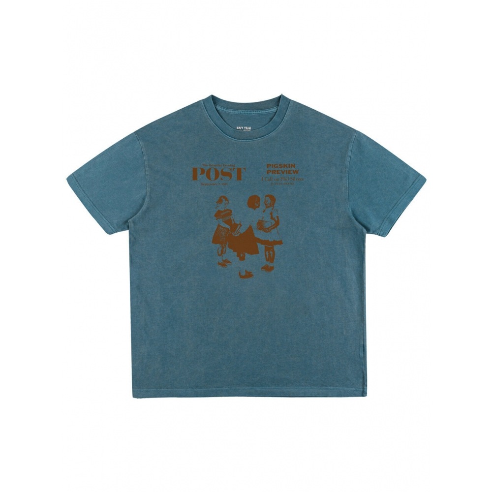 ネイビーチームザサタデーイブニングポストピグメントショートスリーブ Tシャツ (7color)