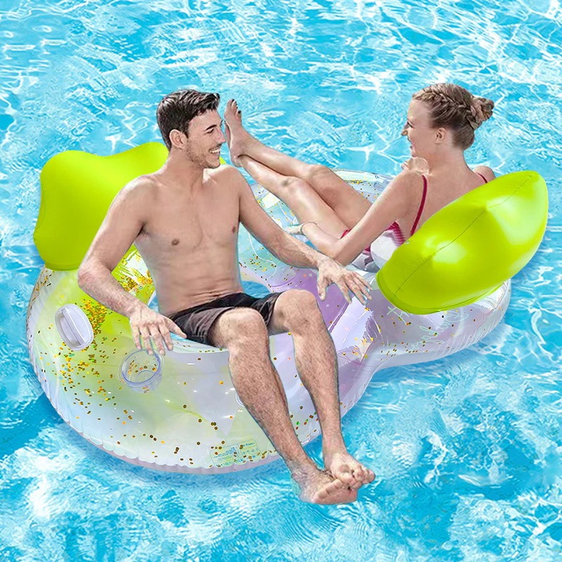 【送料無料】大人用厚手スパンコールインククラウドスイミングリングハンドル付き男女兼用カップル用インフレータブルスイミングリング
