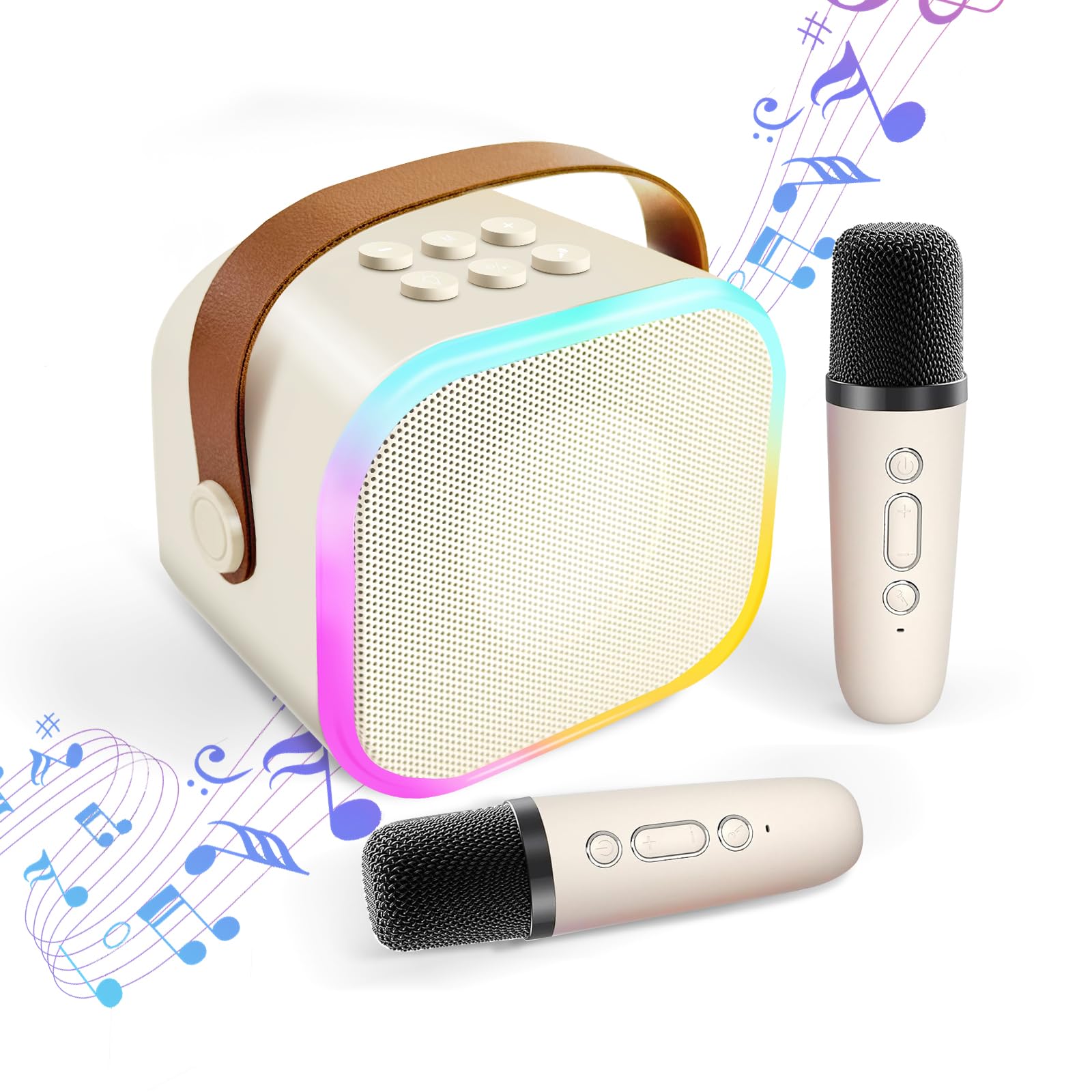 HolyCrab カラオケセット Bluetoothマイク 2本 Mini カラオケセット家庭用 カラオケマイク マイク カラオケ カラオケ スピーカー 家庭用 PAセット ワイヤレス マイク kar