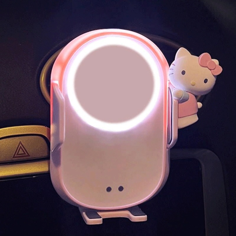 バッテリー充電器車載用充電器吸盤 スマホホルダー 車載スマホホルダー 自動開閉 福袋2025キティ車用品 ワイヤレス充電 車載ホルダー 車 自動調整