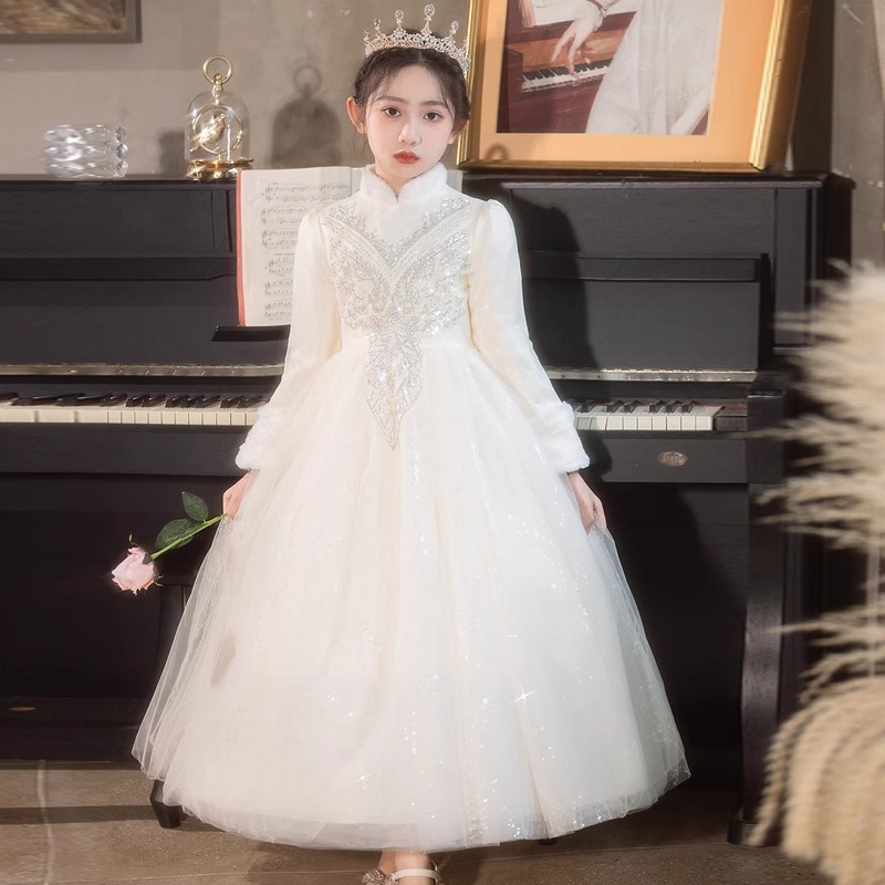 【2枚購入で 3oo円OFF】女の子のドレスフラワー子供結婚式の小さな女の子プリンセスドレス春と秋のホストの子供のピアノ演奏女の子春