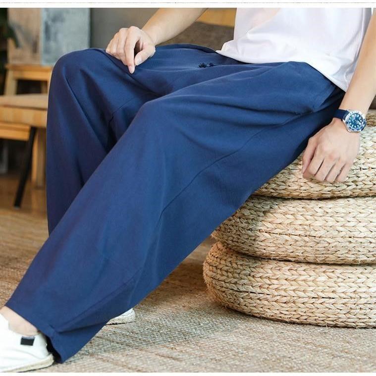 【超お得1つ買うと10個もらえる】ワイドパンツ 綿麻 メンズ バルーンパンツ リネン クロップドパンツ ゆったり 春 夏