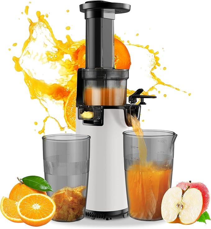 スロージューサー 搾りカス分離 低速回転 ジューサー 小型 ミキサー 高い搾汁率 酸化しにくい コンパクト フルーツ 野菜 ビタミン 酵素 鮮度キープ フレッシュジュース レシピ付き 日本語取扱説明書