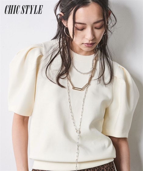 Tシャツ・カットソー ダンボールカットソーパフスリーブプルオーバー 大きいサイズ有 シックスタイル