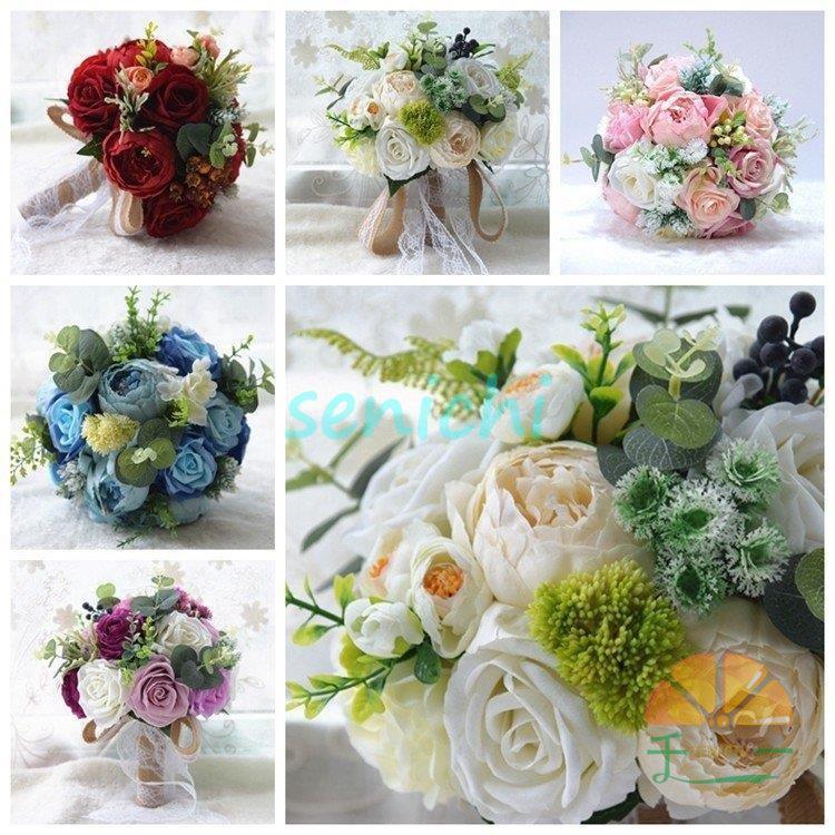 ブーケ ウエディングブーケ 花束 ウェディング 造花 花嫁 ブライダルブーケ 安い 結婚式 披露宴 歓迎会 卒業式 欧米 手作り プレゼント 写真撮り アートフラワー
