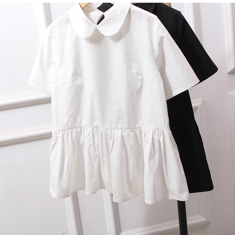 トップス ブラウス プルオーバー 半袖 襟付き ペプラム ショート丈 かわいい 大人可愛い きれいめ シンプル 上品 おしゃれ かっこいい カジュアル レトロ こなれ感 個性的 主役級 存在感 抜け感