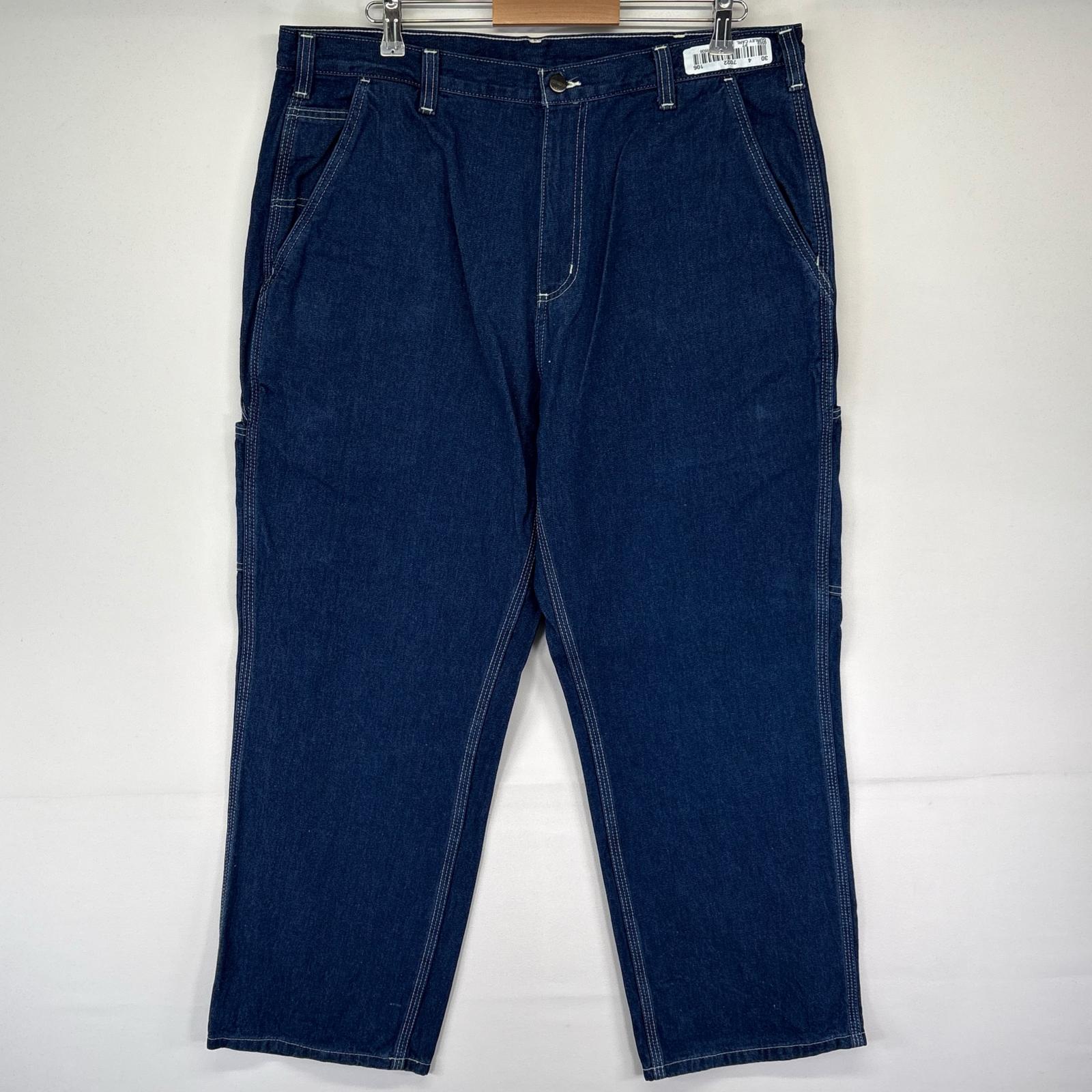 古着 デニム パンツ デニムペインター ワーク 大きいサイズ ワンポイントロゴ W38 L28 ブルー系 メンズ
