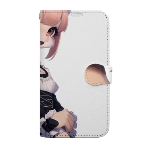 【文字入れ可能受注生産】フェレットの女の子　ミア 手帳型スマホケース