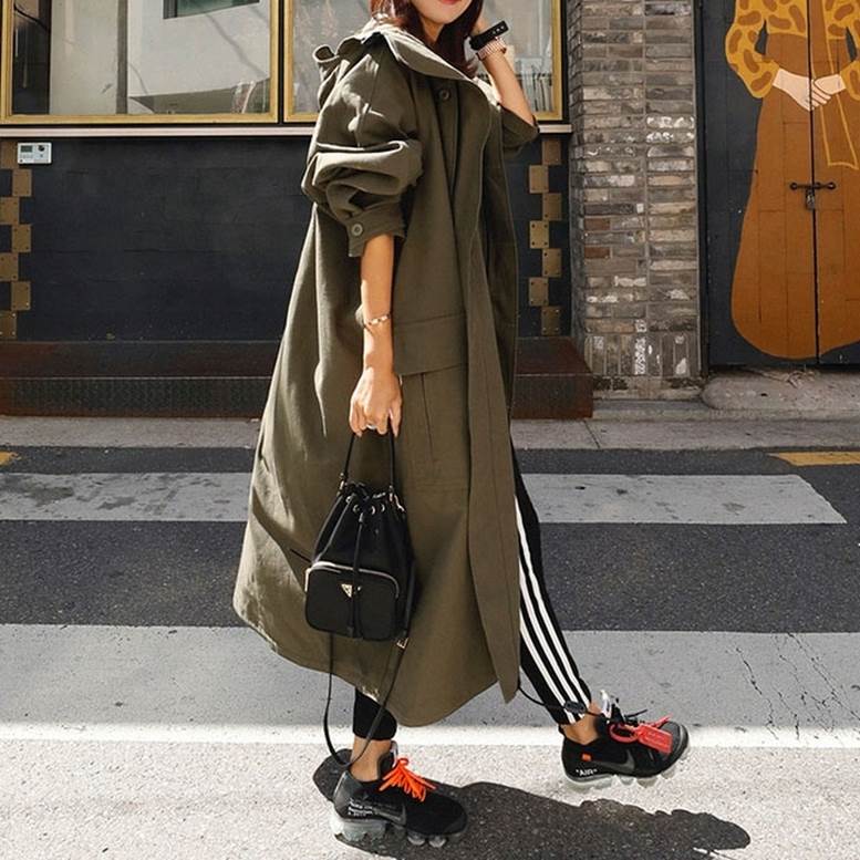 ロングパーカーコート アウター レディース コート パーカー ロングパーカー 春 秋 ロングコート ハイネック フード付き トレンチコート フーディ 個性的 ビッグシルエット 緑 黒 大人可愛い きれ 7,281円