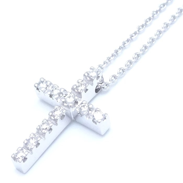 クロス ダイヤモンド ネックレス ダイヤモンド0.11ct K18WG ホワイトゴールド/290943【中古】