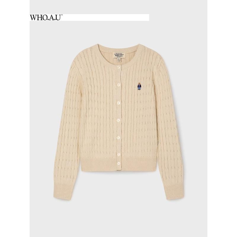 W.A.U Steve Cable Cardigan(BEIGE)-WHCKG2211F