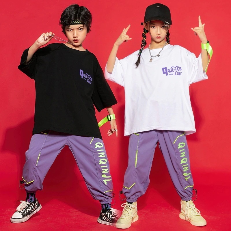 子供ダンス服女の子ゆったり運動服ヒップホップスーツ男の子ヒップホップジャズダンスパフォーマンス服トレンド