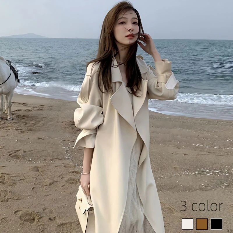 デニムジャケット 大人 気質 トレンチコート レディース 韓国ファッション ロングコート 百掛け ジャケット通勤 着痩せ 秋 アウター オーバーフィット トレンチコート 入園式 卒業式