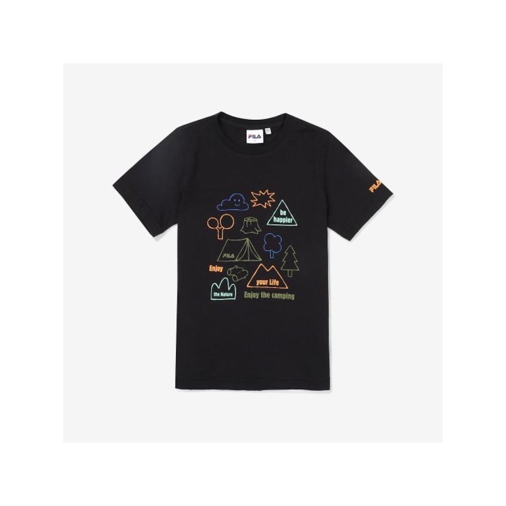 [FILA KIDS] キャンピンググラフィック絵文字 T シャツ (FK2RSF2204X_BLK) Q0ZFK2RSF2204XBLK