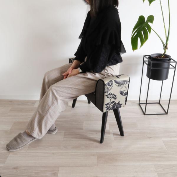 椅子 チェア スツール レトロ かわいい 花柄 アンティーク エスニック アラベスク いす イス ソファ 1人掛け コンパクト スリム 座面高さ40cm