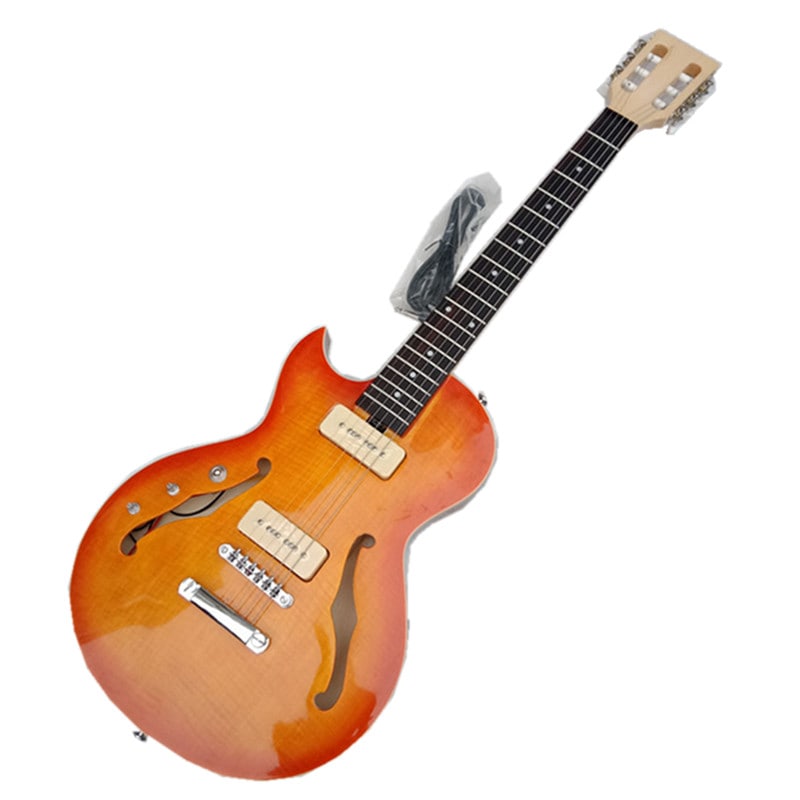 左手のエレキギターオレンジの半空桃花心木琴体バラの木の指板 BJ117