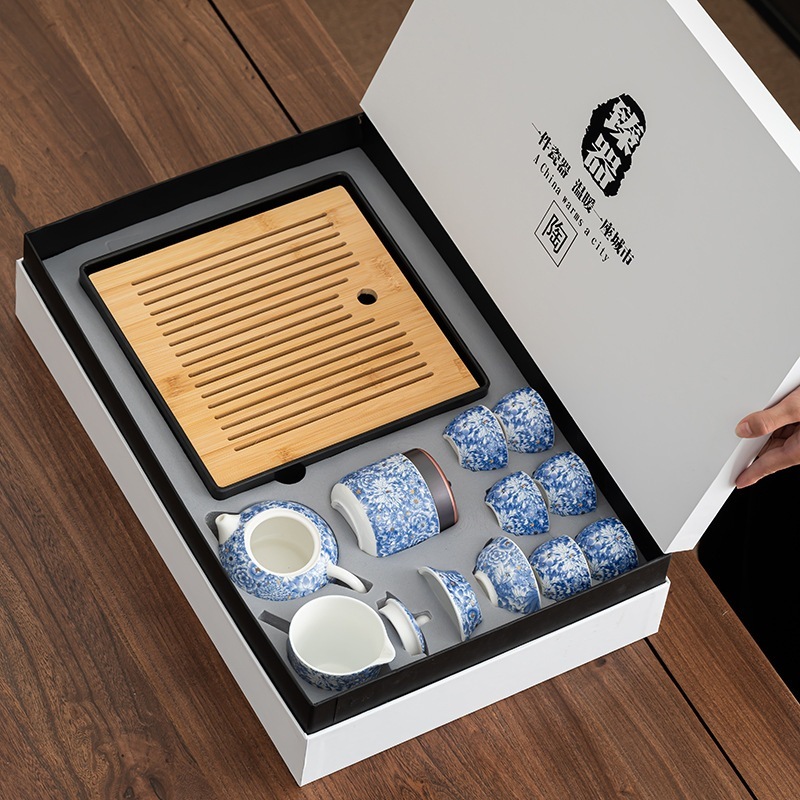 羊脂玉白磁カンフー茶器セット西施壺茶碗旅行茶器ギフトBOX印