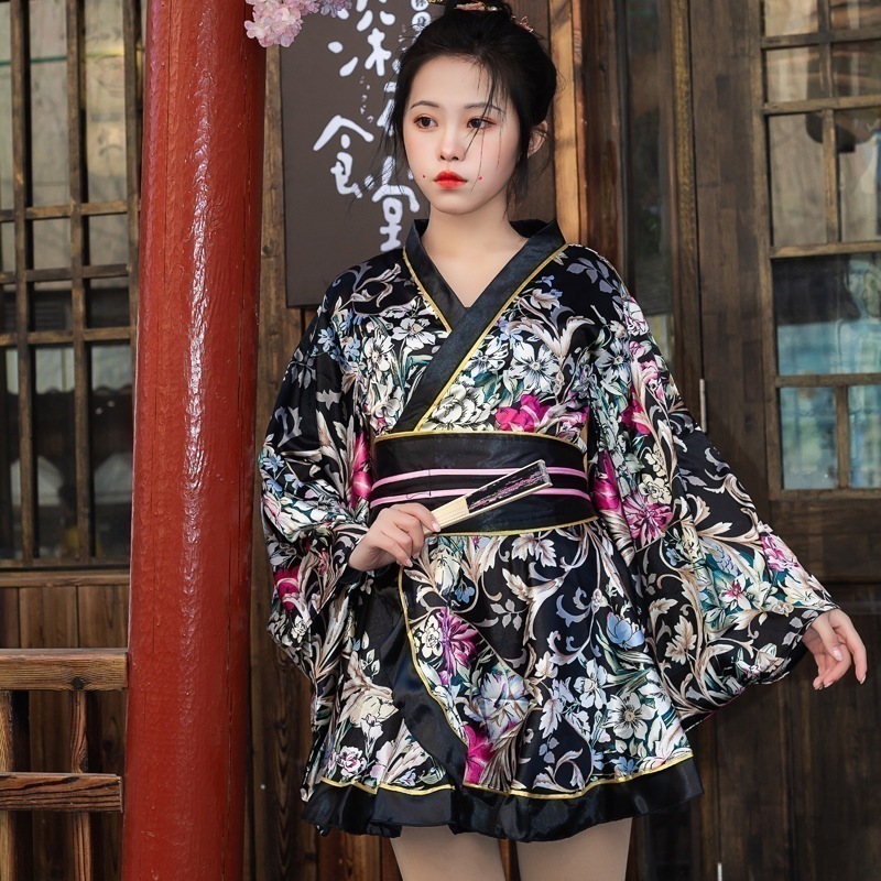 春夏2025新作ワンピース夜場着物花魁セクシーパフォーマンス制服サテンプリント舞台服